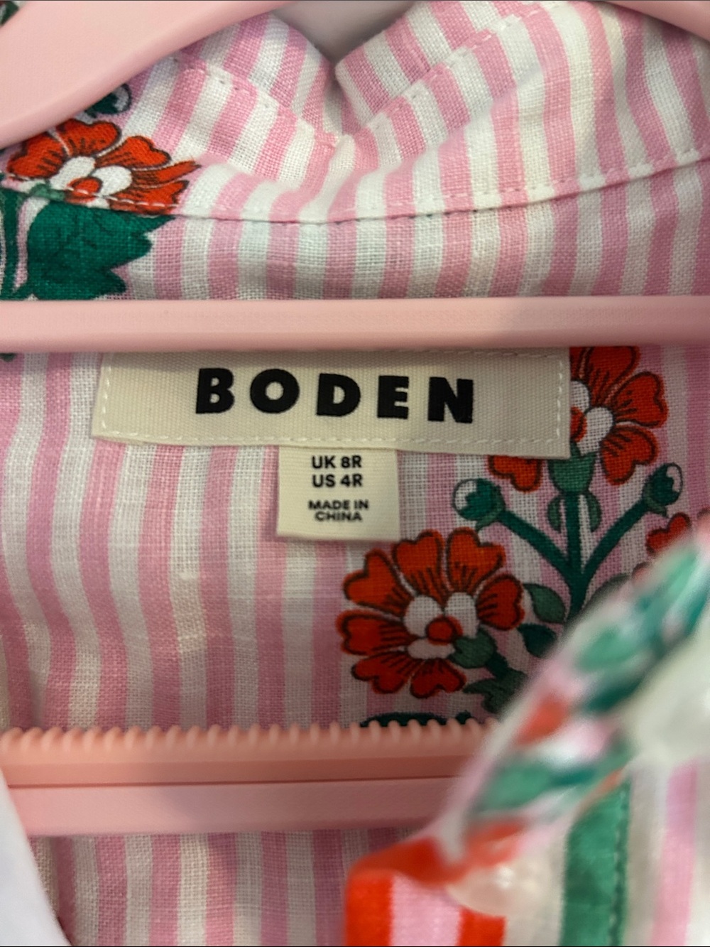 Boden Kate Sleeveless Linen Midi Dress Pink Green Floral - Picture 4 of 8